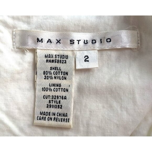 NWOT MAX STUDIO  White Cotton Lace Peplum Dress Mini Sleeveless Pencil Size 2 - Picture 3 of 6